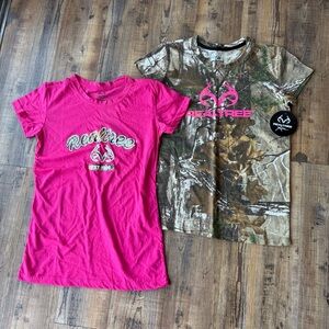 Realtree Women's Pink Camo Hunting Short Sleeve Tee Set Outdoors NWT Size S